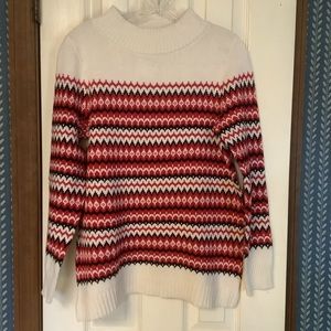 Talbots Sweater 30% Wool Red/White/Black Small New